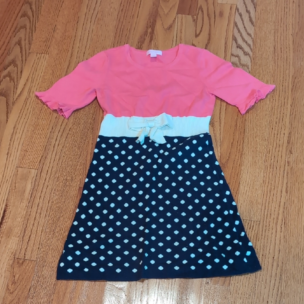 Lilly Pulitzer Pink and Navy Polka Dot Sweater Dress